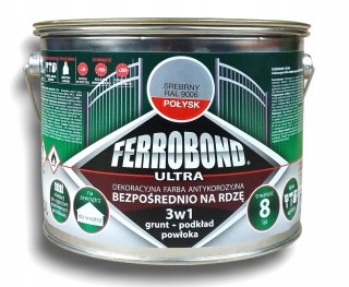 Farba antykorozyjna na rdzę 3w1 Ferrobond Ultra RAL9006 SREBRNY połysk 2,5L
