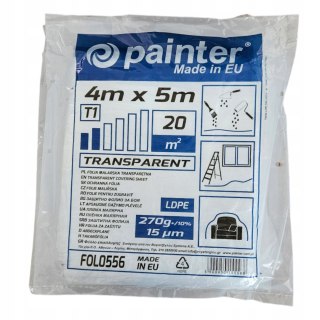 Folia Malarska ochronna TRANSPARENTNA PAINTER 270g grub 15 micr 4x5m