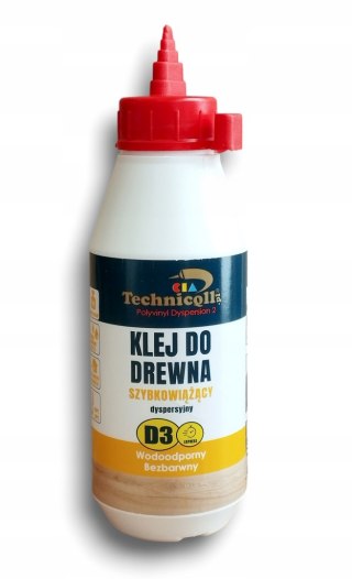 KLEJ DO DREWNA szybkowiążący bezbarwny do wnętrz i na zewnątrz D3 500ml