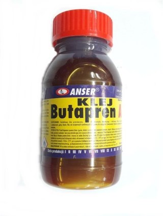 Klej kontaktowy Butapren A do skóry gumy tkanin filcu butelka 200 ml