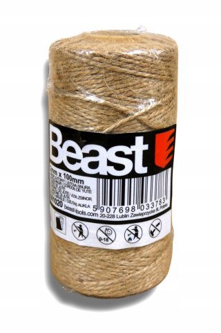 SZNUREK JUTOWY NATURALNY 2MM x 100M DO DEKORACJI, OGRODU, PAKOWANIA MOCNY