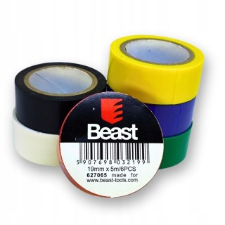 Taśma izolacyjna Beast 1,9 cm x 5 m - komplet 6 rolek kolory