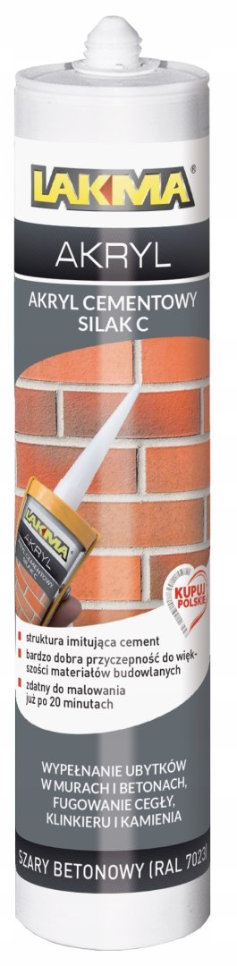 Akryl Cementowy zewnętrzny fuga SILAK C - SZARY BETONOWY RAL 7023 280ml