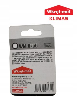 Końcówka magnetyczna Klimas Wkręt-met WM-6X50
