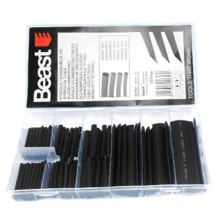 Koszulki termokurczliwe Beast - zestaw 127 szt czarne różne wymiary