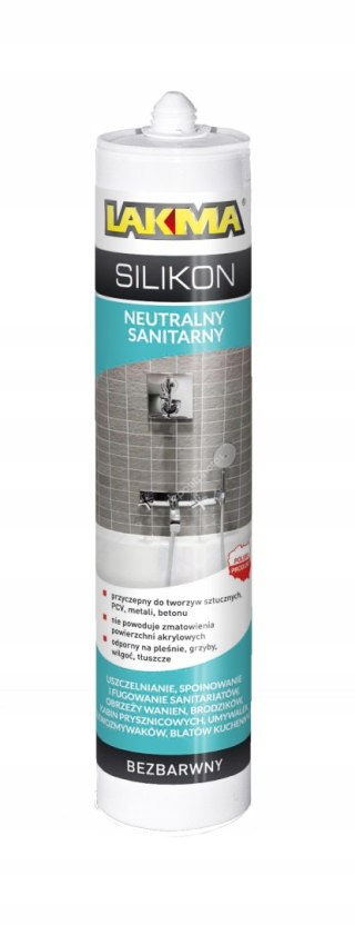 LAKMA Silikon Sanitarny Neutralny Uszczelniacz Odporny NS Bezbarwny 280ml