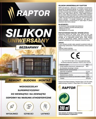 RAPTOR SILIKON UNIWERSALNY BEZBARWNY TRANSPARENT 280ML
