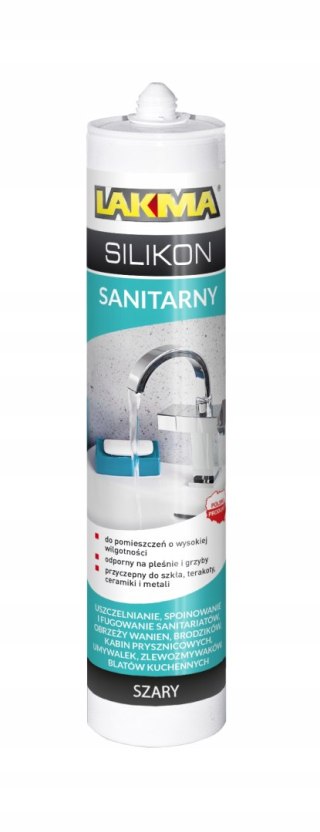 Silikon sanitarny odporny do łazienki kuchni Lakma szary 280 ml