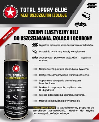 TOTAL SPRAY GLUE klei uszczelnia izoluje ściany rynny podwozia czarny 400ml