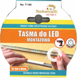 Taśma Montażowa do LED Technicqll T-140 - 9 mm x 10 m