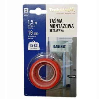 Taśma dwustronna bezbarwna 19mm x 1,5m Technicoll T-680