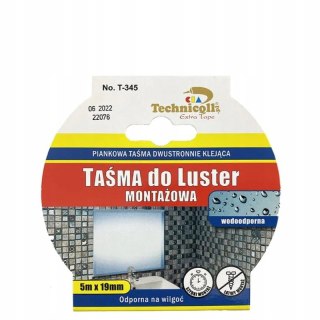 Taśma dwustronna montażowa do luster Technicqll 19mm x 5m odporna na wilgoć