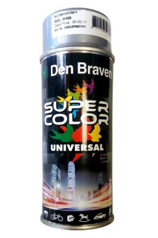 Farba spray Den Braven RAL 9006 uniwersalna 400 ml