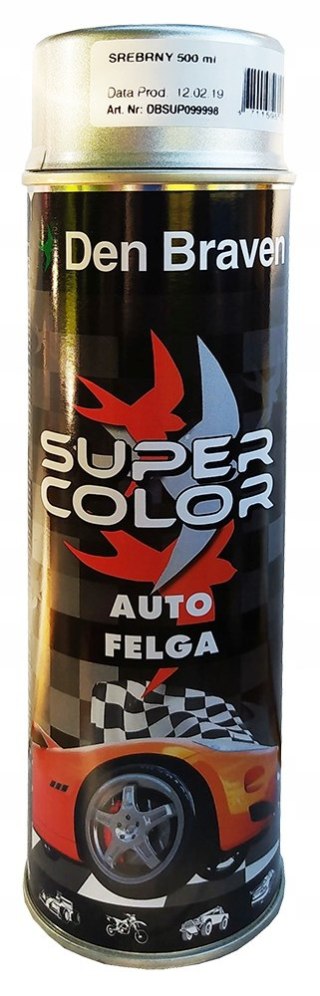 Farba spray alkidowa do felg metalu Den Braven AUTO FELGA srebrna 500ml