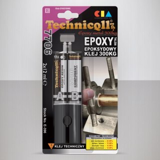 Klej epoksy metalowy 300kg mocny 396 2x12ml