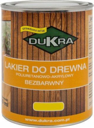 Lakier do drewna bezbarwny wewnętrzny Dukra 250ml PÓŁMAT