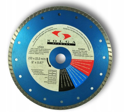 TARCZA DIAMENTOWA 230mm UNIWERSALNA. TURBO kod1921