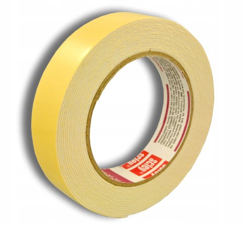 TAŚMA PIANKOWA MONTAŻOWA DWUSTRONNA SCLEY 25mm x 5m BIAŁA