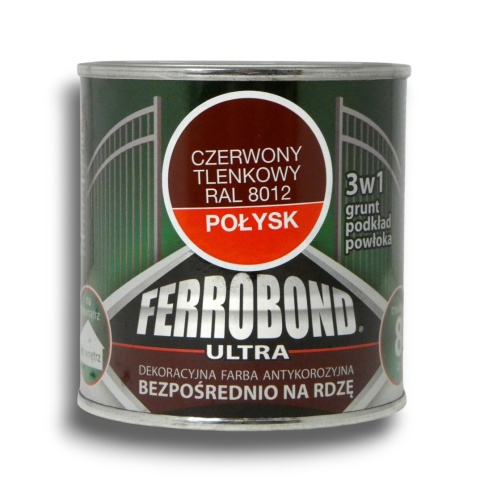 Farba antykorozyjn na rdzę Ferrobond 0,25L RAL8012 CZERWONY TLENKOWY połysk