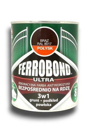 Farba antykorozyjna 3w1 na rdzę Ferrobond Ultra 0,7L RAL8017 BRĄZOWY połysk