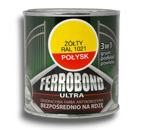 Farba antykorozyjna na rdzę 3w1 Ferrobond Ultra 0,25L RAL1021 ŻÓŁTY połysk