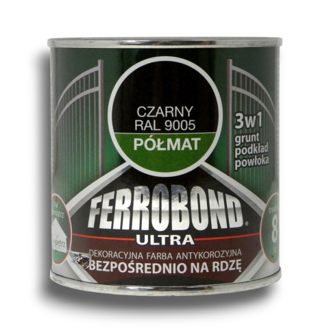 Farba antykorozyjna na rdzę 3w1 Ferrobond Ultra 0,25L RAL9005 CZARNY półmat