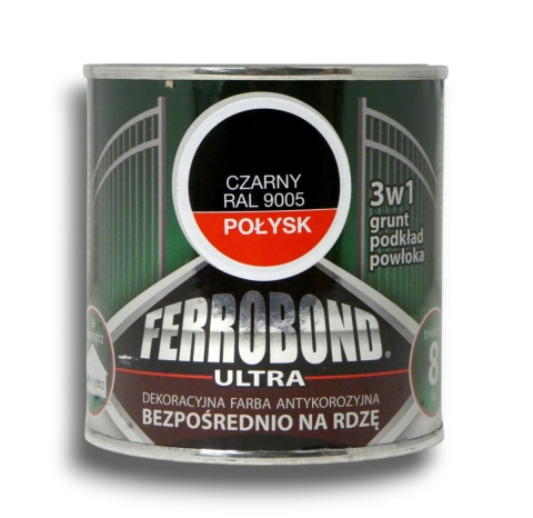 Farba antykorozyjna na rdzę 3w1 Ferrobond Ultra 0,25L RAL9005 CZARNY połysk