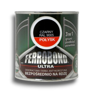 Farba antykorozyjna na rdzę 3w1 Ferrobond Ultra 0,25L RAL9005 CZARNY połysk