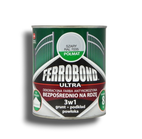 Farba antykorozyjna na rdzę 3w1 Ferrobond Ultra 0,7 L RAL7035 SZARY półmat