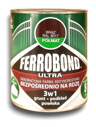 Farba antykorozyjna na rdzę 3w1 Ferrobond Ultra 0,7 L RAL8017 BRĄZ półmat