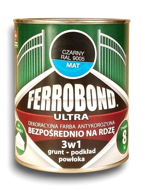 Farba antykorozyjna na rdzę 3w1 Ferrobond Ultra 0,7 L RAL9005 CZARNY mat
