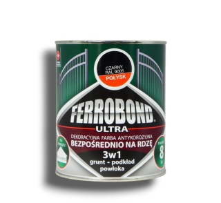 Farba antykorozyjna na rdzę 3w1 Ferrobond Ultra 0,7 L RAL9005 CZARNY połysk