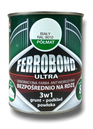 Farba antykorozyjna na rdzę 3w1 Ferrobond Ultra 0,7 L RAL9010 BIAŁY półmat