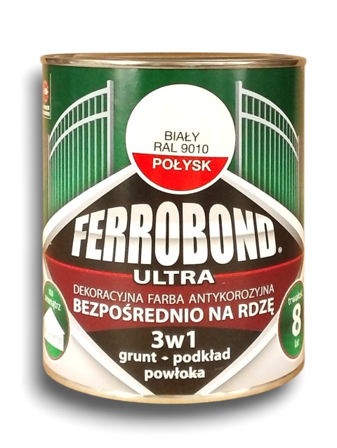 Farba antykorozyjna na rdzę 3w1 Ferrobond Ultra 0,7L RAL9010 BIAŁY połysk