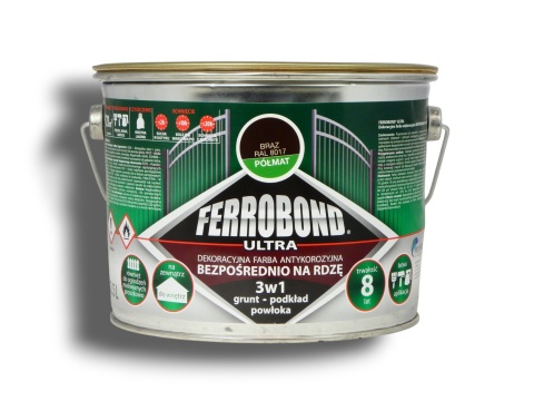 Farba antykorozyjna na rdzę 3w1 Ferrobond Ultra RAL8017 BRĄZOWY półmat 2,5L