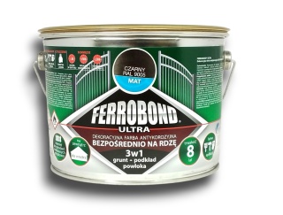 Farba antykorozyjna na rdzę 3w1 Ferrobond Ultra RAL9005 CZARNY matowy 2,5 L