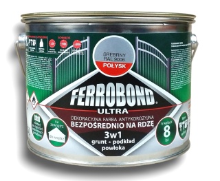 Farba antykorozyjna na rdzę 3w1 Ferrobond Ultra RAL9006 SREBRNY połysk 2,5L