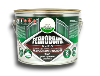 Farba antykorozyjna na rdzę 3w1 Ferrobond Ultra RAL9010 BIAŁY półmat 2,5L