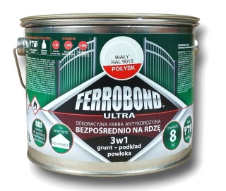 Farba antykorozyjna na rdzę 3w1 Ferrobond Ultra RAL9010 BIAŁY połysk 2,5 L