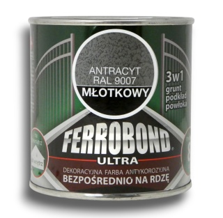 Farba antykorozyjna na rdzę Ferrobond Ultra 0,25L RAL9005 ANTRACYT młotkowy
