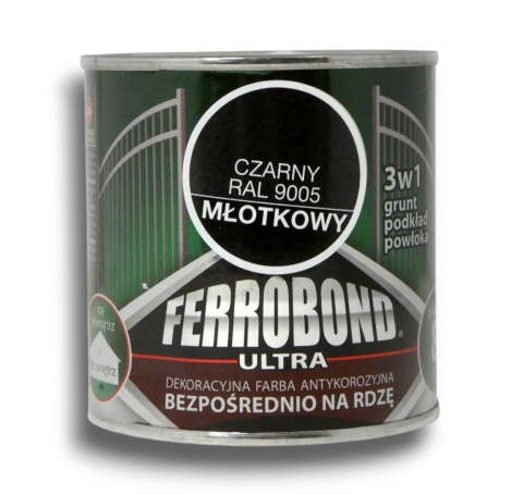 Farba antykorozyjna na rdzę Ferrobond Ultra 0,25L RAL9005 CZARNY młotkowy