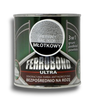 Farba antykorozyjna na rdzę Ferrobond Ultra 0,25L RAL9006 SREBRNY młotkowy