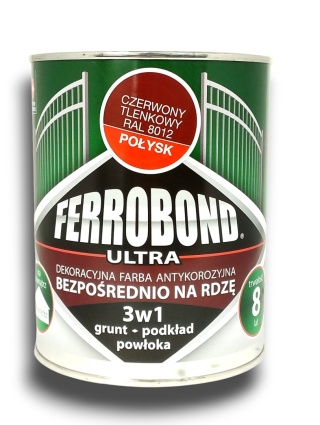 Farba antykorozyjna na rdzę Ferrobond Ultra 0,7L RAL8012 CZERWONY TLENKOWY