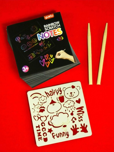 Magiczne karteczki do zdrapywania patyczki szablony Rainbow Scratch Notes