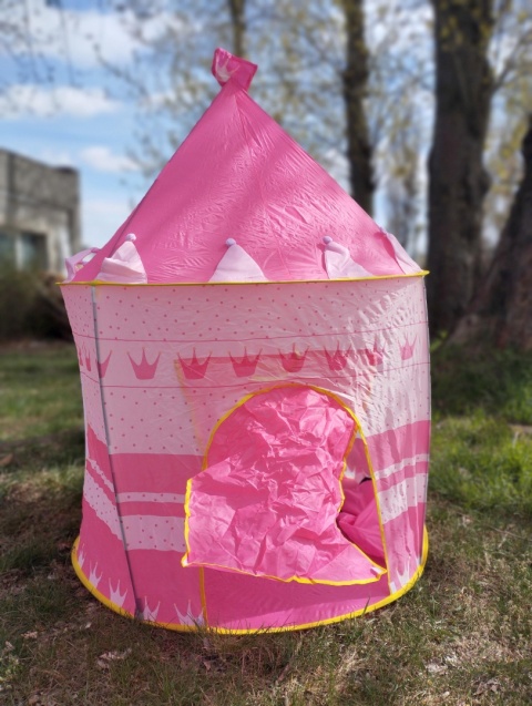 Namiot rozkładany do zabawy dla dzieci wys 135cm szer 105cm różowy