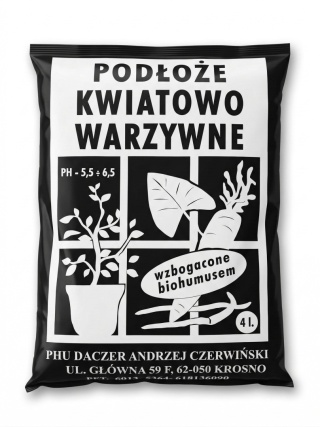Podłoże Kwiatowo Warzywne 4L Ziemia do Roślin i Warzyw z Biohumusem