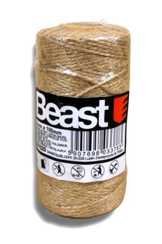 SZNUREK JUTOWY NATURALNY 2MM x 100M DO DEKORACJI, OGRODU, PAKOWANIA MOCNY