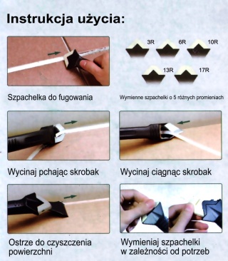 Szpachelka, skrobak do wycinania i kładzenia fugi silikonowej 3w1