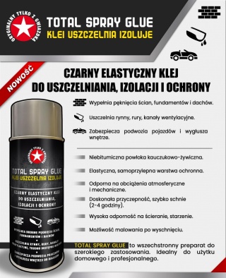 TOTAL SPRAY GLUE klei uszczelnia izoluje ściany rynny podwozia SZARY 400 ml