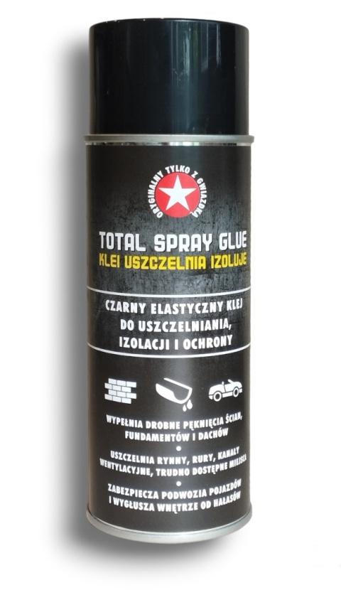 TOTAL SPRAY GLUE klei uszczelnia izoluje ściany rynny podwozia czarny 400ml